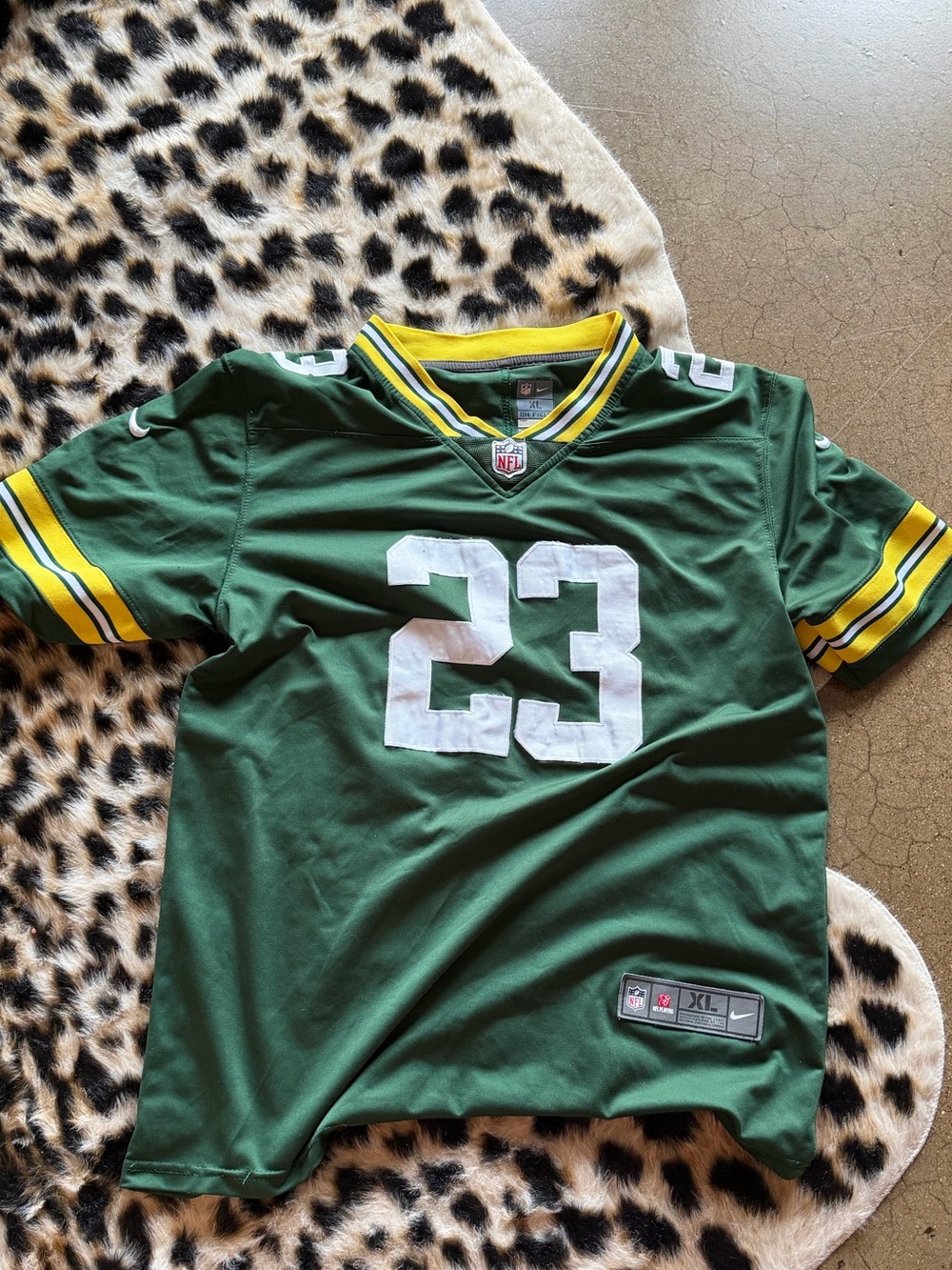 Nike Green & Yellow Football Jersey with White Number 23